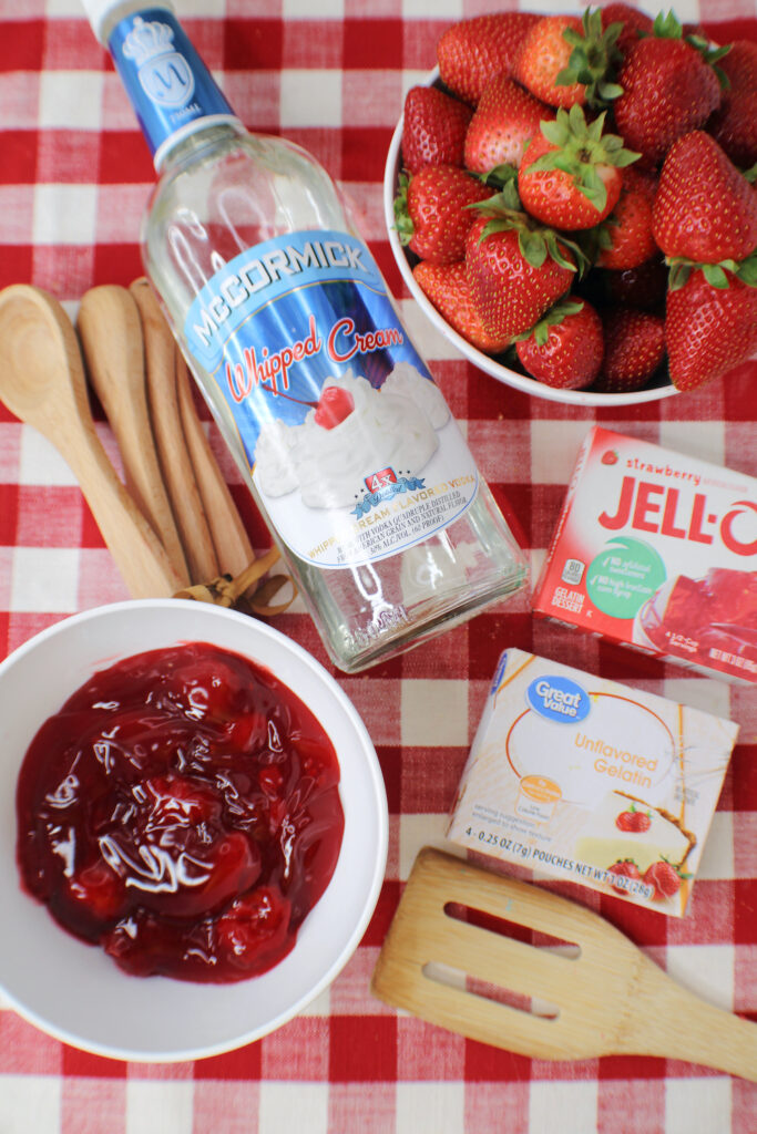 JSFAF Strawberry Pie Jello Shots recipe ingredients